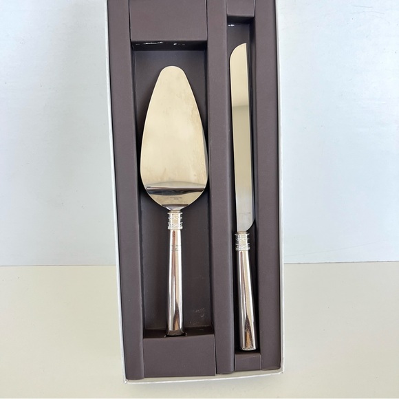 VERA WANG Wedgwood With Love 2pc Stainless Silver Sever Cake Knife Serving Set - Picture 5 of 16